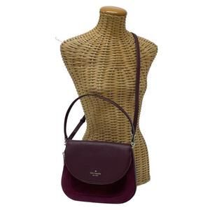 Kate Spade Layla Suede Medium Flap Shoulder Leather Crossbody 2way Bordeaux